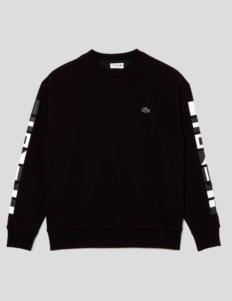 Felpa LACOSTE vestibilità sciolta con stampaggio riflettente noir